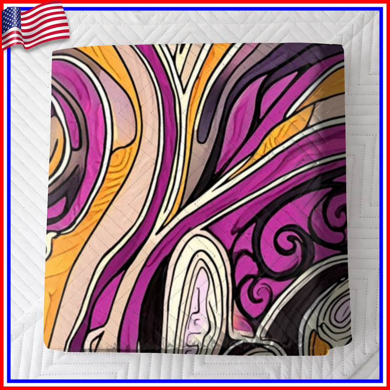 Swirling Abstract Pattern Quilted Bedspread, Twin