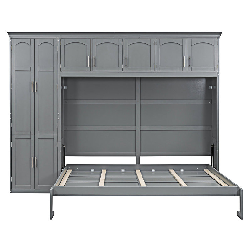 Lit escamotable mural avec armoires Murphy, gris
