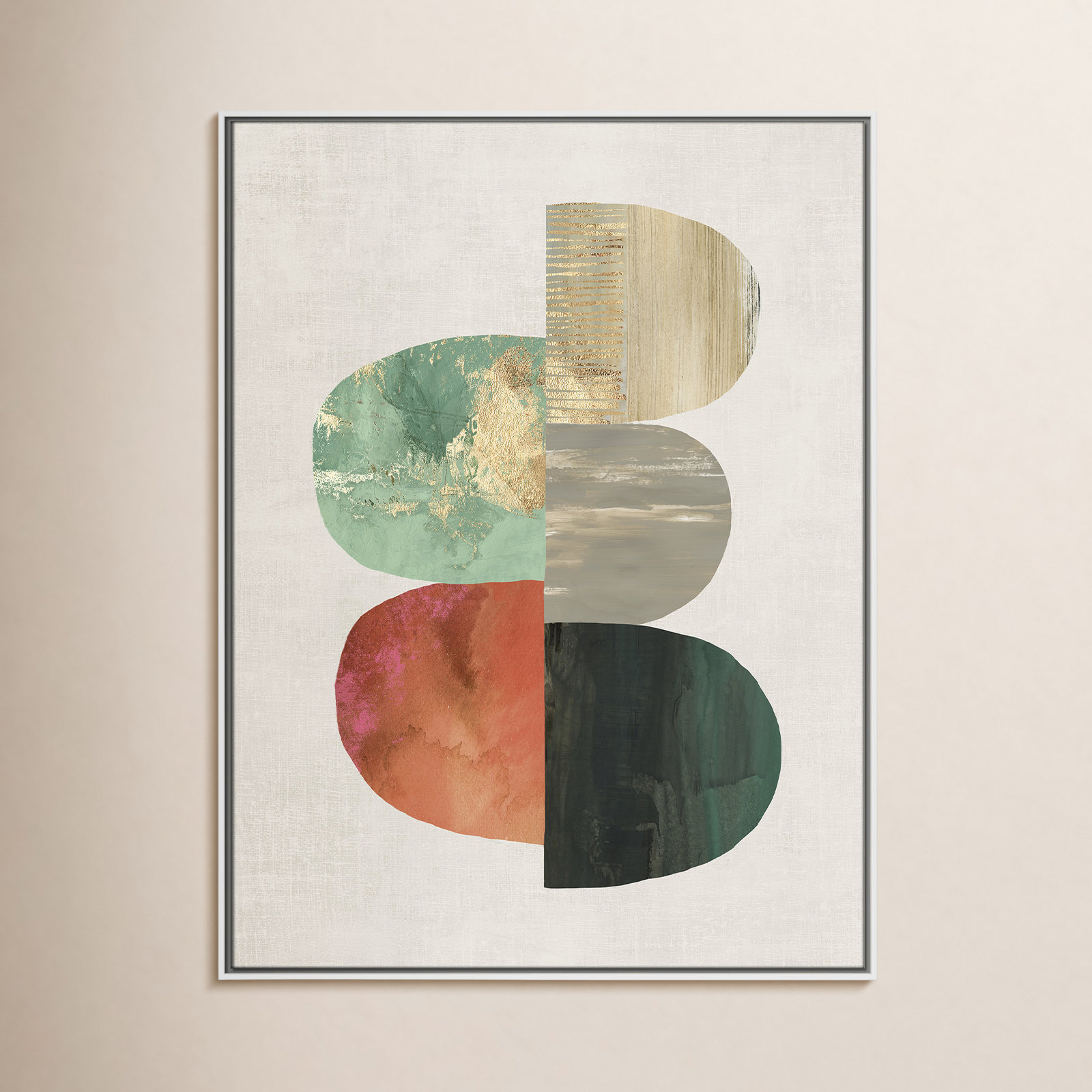 Evolving Energy I - Painting Print, Picture Framed Canvas, 41.5" H x 31.5" W, White