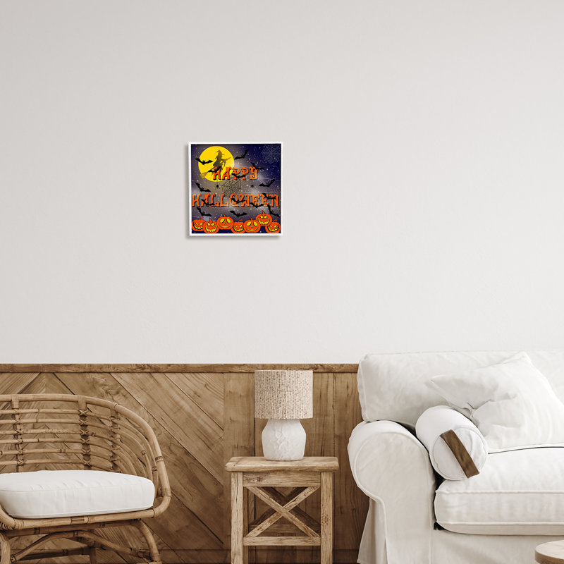 Scène de sorcière d'Halloween par Alejandra Saiz - cadre flottant, impression sur bois, H 12 po x l 12 po x P 1,5 po