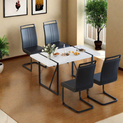 Ensembles de table de salle à manger en MDF durable avec structure en métal, style industriel moderne pour les réunions de famille