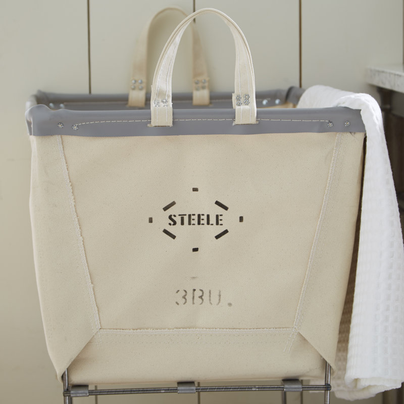 Canvas Rolling Laundry Basket with Handles, 2, Gray Vinyl