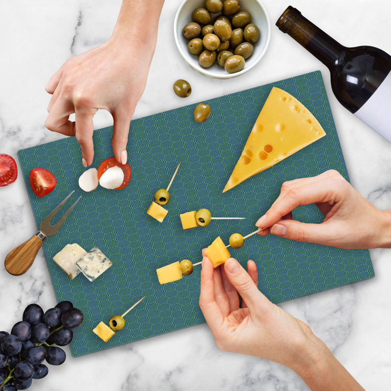 Ambesonne Abstract Cutting Board Large Size Geometric Hexagons Shamrock Green