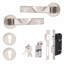  Modern Nova Euro Lock Door Handles in Satin Nickel Finish with 70mm Key and Thumbturn Barrell