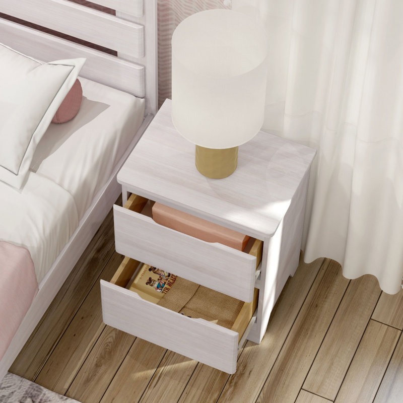 Kathryn 2 Drawer Solid Wood Nightstand, White Wash