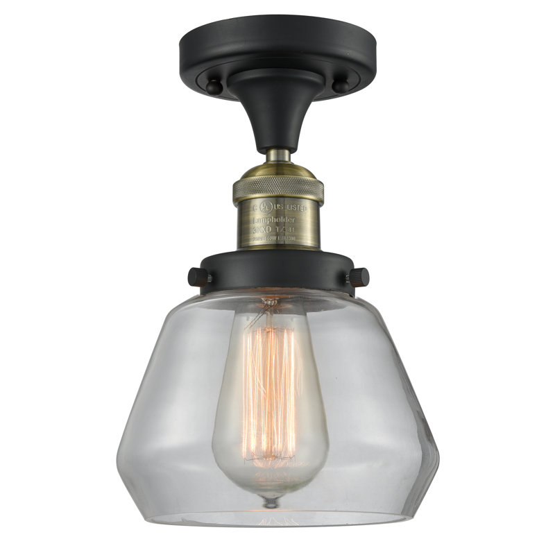 Argueta Glass Semi Flush Mount, Clear, Black Antique Brass, No Bulb Included