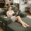 Oversized Plush Corduroy Chaise Lounge Sofa Bed (Dorn Model): Convertible sleeper couch with storage pockets, comes with 3 soft pillows.-2056446169