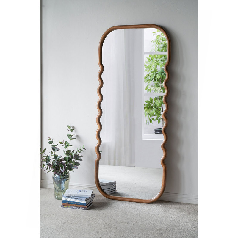 Miroir surdimensionné en bois 31,4 x 1,4 x 74 po avec cadre brun unique
