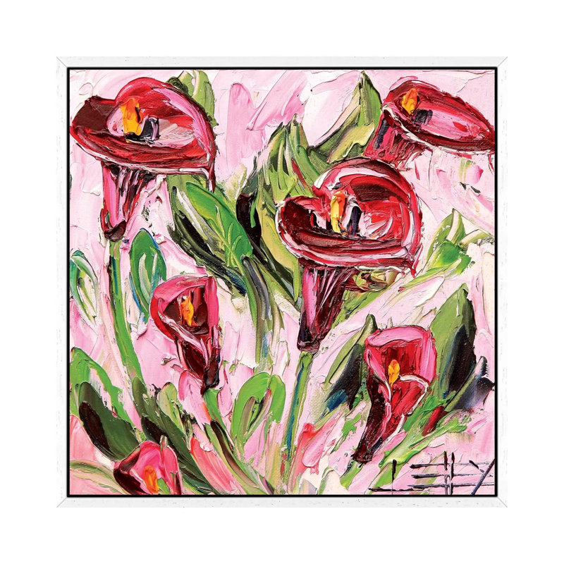 Iris 1 Piece Painting on Canvas, 45.72cm H x 45.72cm W x 3.81cm D, White Floater Framed