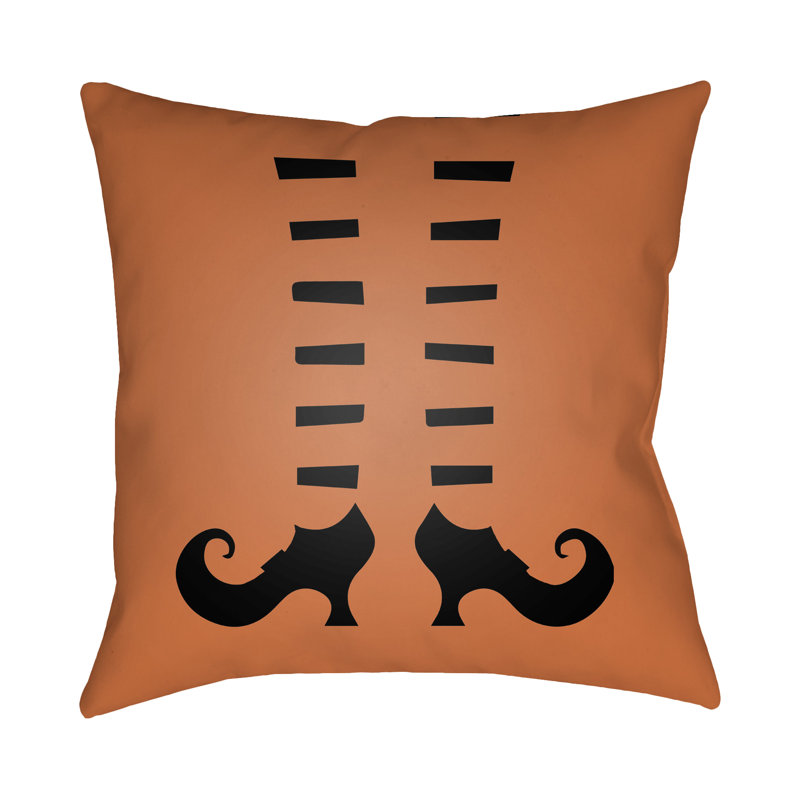  Indoor/Outdoor Throw Pillow, Orange, Black, 18" H x 18" W x 4" D