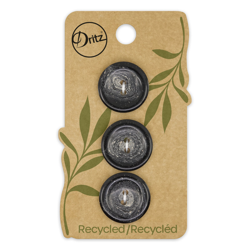 Bouton rond en chanvre recyclé Dritz, 20 mm, noir, 9 boutons