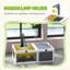 Habitat de tortue, maison de tortue en bois, enceinte de tortue intérieure et extérieure avec support de lampe, plateaux étanches coulissants, couvercles ouverts, gris