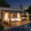 Pergola d'extérieur 20 pi x 10 pi avec rideaux en polycarbonate mural toutes saisons