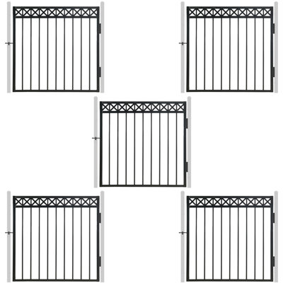 Barrière de clôture décorative robuste à motif en X avec verrou en X de 4 pi H x 4 pi