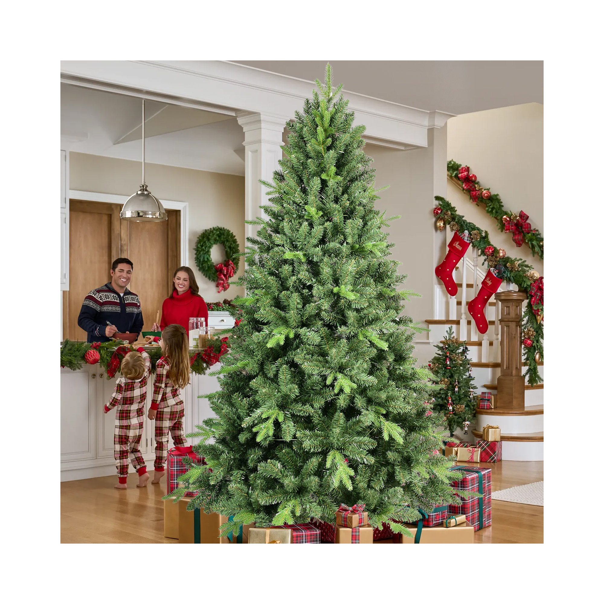 Unlit Hinged Spruce Christmas Trees , 5'