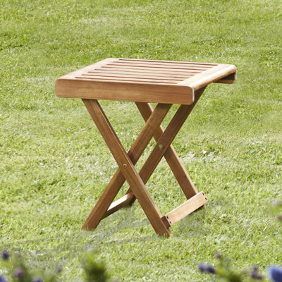 Gaia Square Acacia Solid Wood Outdoor Side Table - 40 cm W 40 cm D