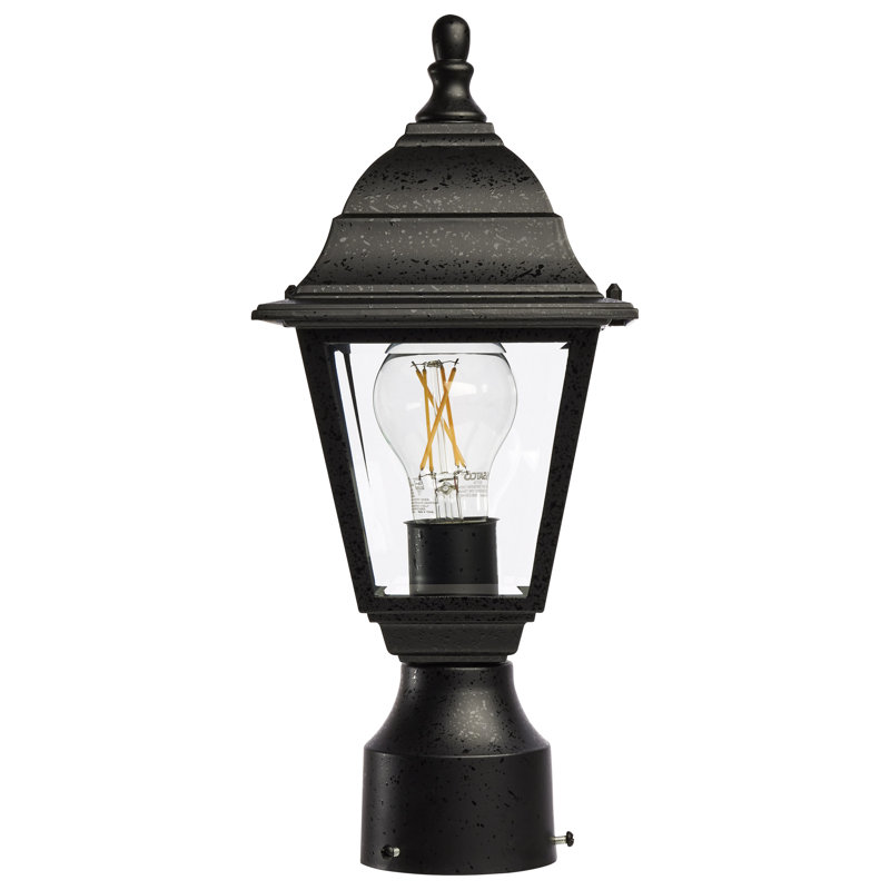 Monmouth Stained Glass Transparent Lantern Head Post Lantern, Textured Black