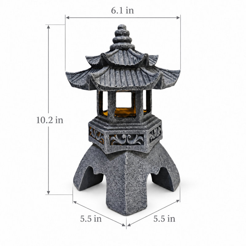 Statue solaire de jardin avec lanterne solaire pagode solaire zen