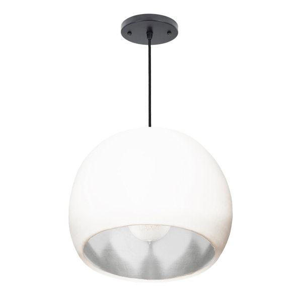 Hammers and Heels 5 Matte White Porcelain Dome Pendant Light - White Cord  - Wayfair Canada