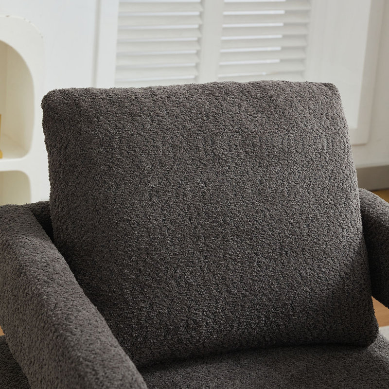 Fauteuil d'appoint pivotant revêtu de tissu bouclé, Gris anthracite