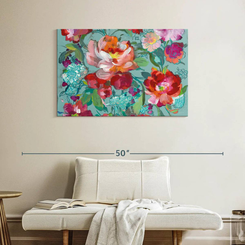 Harnek turquoise floral Medley, H 26 po x l 39 po