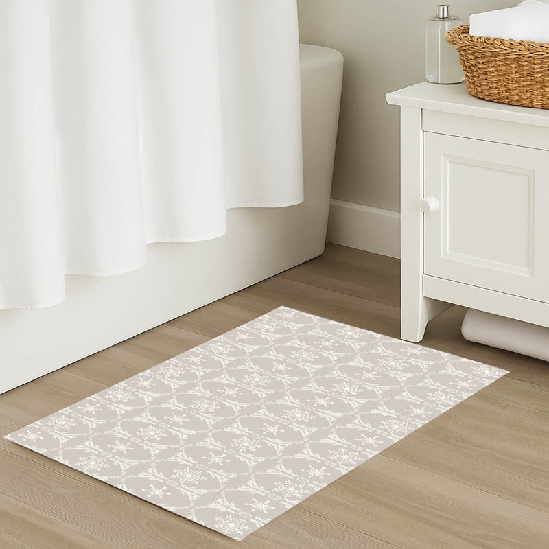 Tapis pour salle de bain Snowflake, Beige, Simple - L 24 po x l 17 po