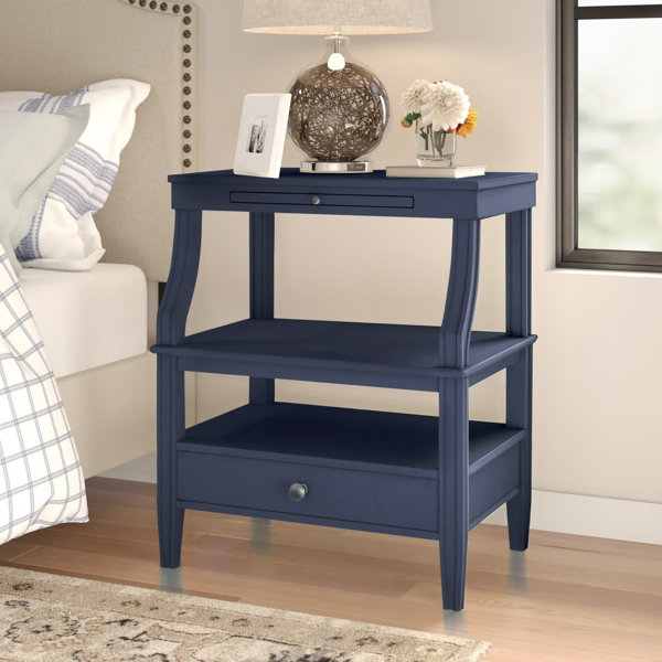 Brackett Plug-In Wood End Table with Storage Shelf 2 Drawers Nightstand Side Table Cabinet Bedside Furniture Wade Logan Color: White