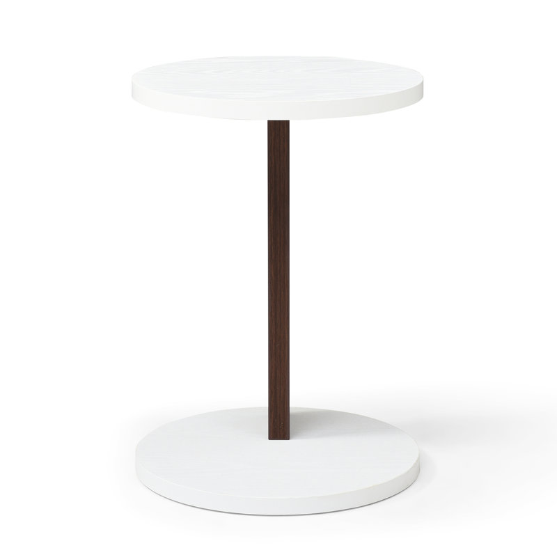 White And Walnut Side Table, Rustic Wood Frame Table For Bedroom, Living Room, Couch Bedside