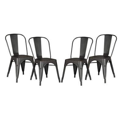 Ensemble de 4 chaises de salle à manger empilables en métal