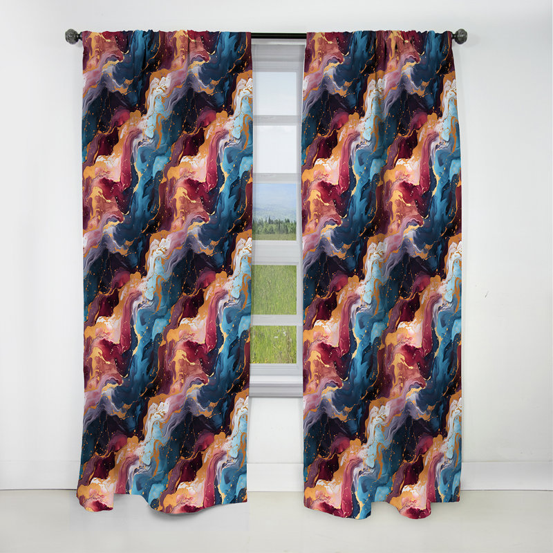 Gold Galactic Dreams Marble Dreams - Rideau occultant en velours marbre marbre abstrait - 1 panneaux, L 52 po x L 120 po