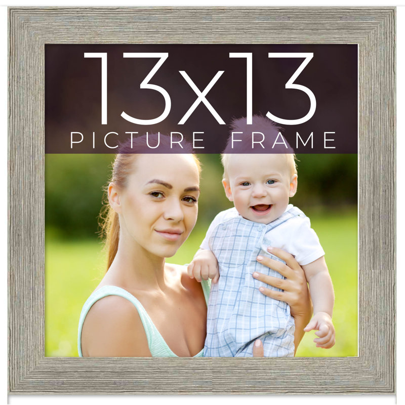 Cadre photo en bois massif Mattew, Gris, 13 po x 13 po