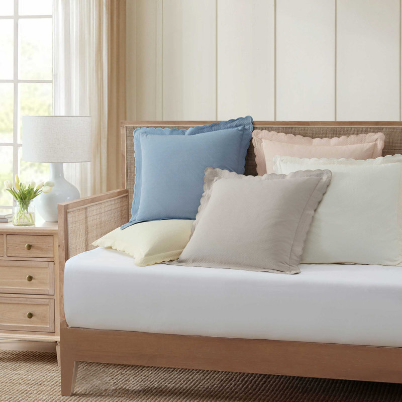 Martha Stewart Signature Scallop 2 Piece Euro Sham Set, Blue