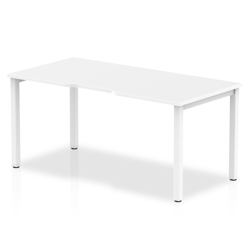 Jave Metal Base Computer Desk, 73cm H x 120cm W x 80cm D, White, White