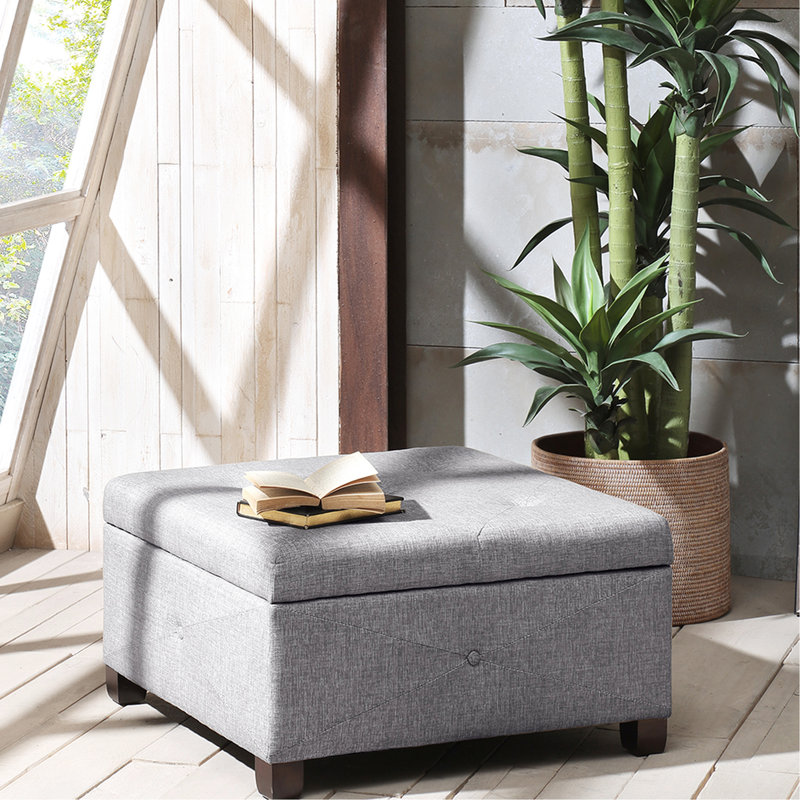 Bouton en gris anthracite - pieds en bois massif, grand espace intérieur pour le rangement à fermeture en douceur avec mousse à très haute densité,