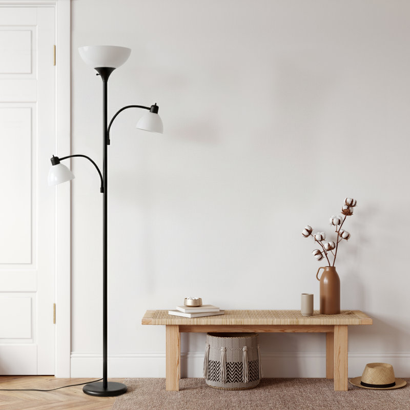 Lampe sur pied DEL noire à 3 voies avec 3 abat-jours réglables polyvalents Sky Dome, Noir