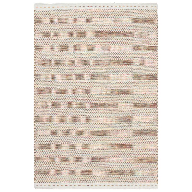 Jaipur Striped Wool Hand Woven Area Rug, Rectangle 160 x 230cm, Pink