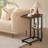 Allyson Rustic Brown Foldable Expandable C-Shaped End Table With Storage & Wheels For Living Room