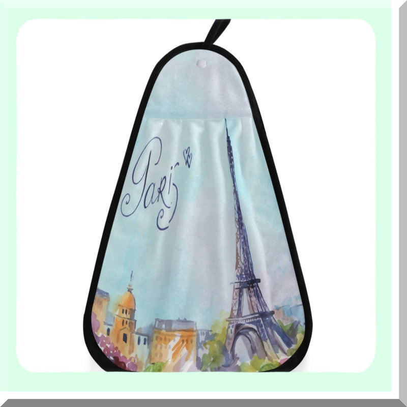 Eiffel Elegance Hand Towel - Soft Absorbent Kitchen & Bathroom Decor with Hanging Loop for Easy Drying and Cleaning