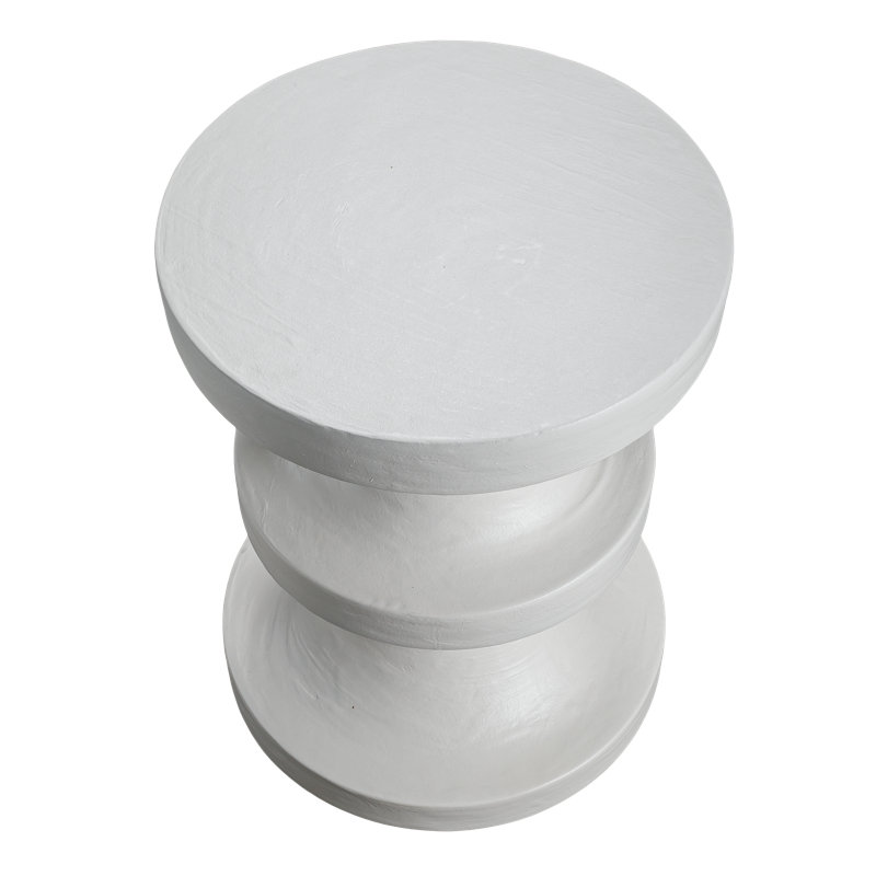 Table d'appoint moulée à la main en plâtre blanc lime