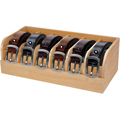 Organisateur de ceinture, organisateur de ceinture à 6 compartiments pour placard et tiroir, en bois