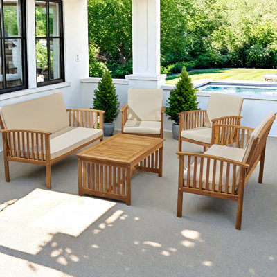 Dunn Outdoor 5 Piece Sofa Seating Group with Cushions by Sand & Stable