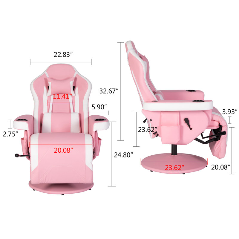 Fauteuil ergonomique pour PC et jeux de course, Rose