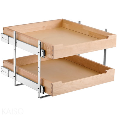 2 Tier Pull Out Cabinet Organizer Soft Close Slide Out Wood Drawer 20"W X 21"D