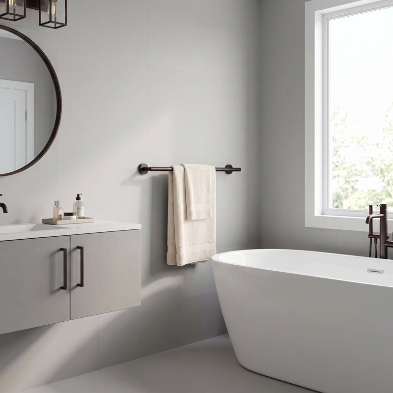 Barre à serviettes murale SUS304, H 2 po x l 32 po x P 3,1 po, Bronze frotté à l'huile