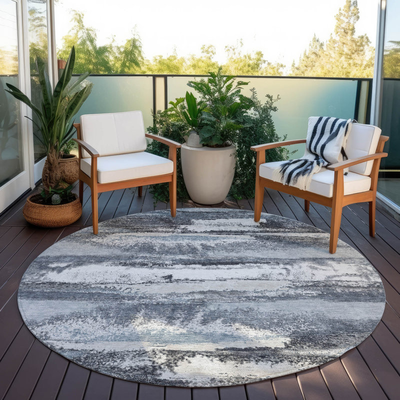 Aleighna Area Rug with Non-Slip Backing, Round 8'