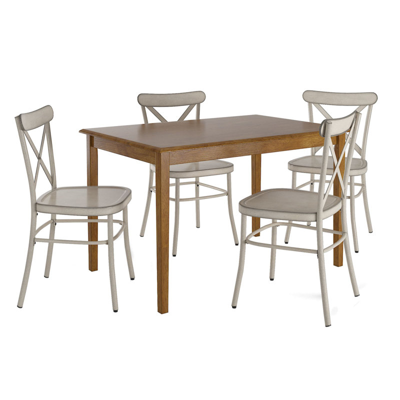 Aliha 4-Person Dining Set with Rectangular Table, Antique White