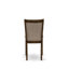 L'ensemble de salle à manger 7 pièces se compose d'une table de salle à manger à piédestal et de 6 chaises Parson en tissu de lin beige clair avec dossier rembourré - Noyer antique-236958584-266354561-236958585