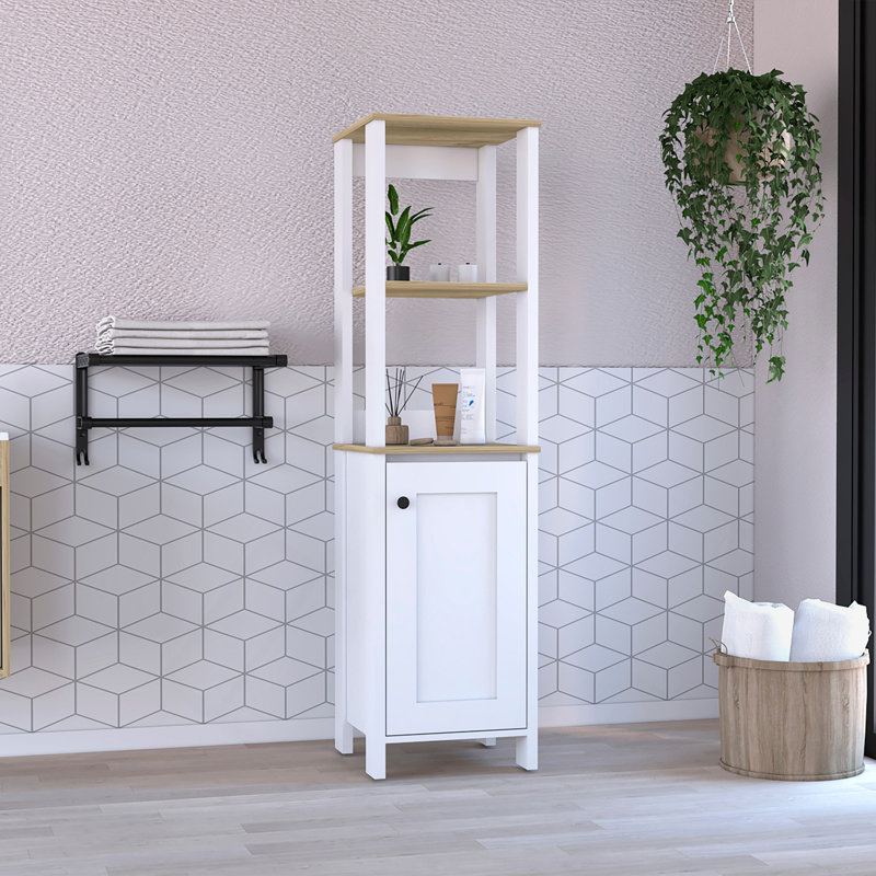 St. Clair Linen Cabinet, Two Interior  Shelves, Two Open Shelves, Single Door, Multicolor