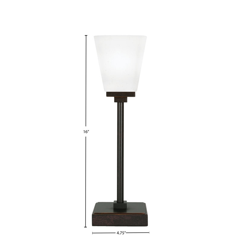 Lampe d'appoint Luna présentée en finition granit foncé avec verre carré blanc en mousseline de 4,5 po