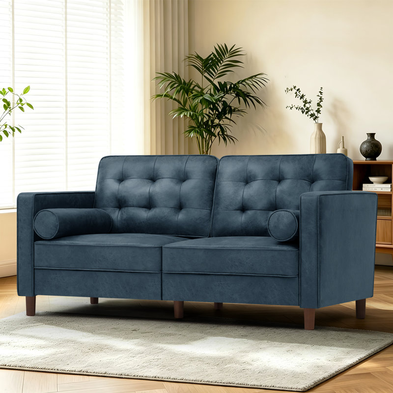 Canapé moderne en suède 66 po, Bleu